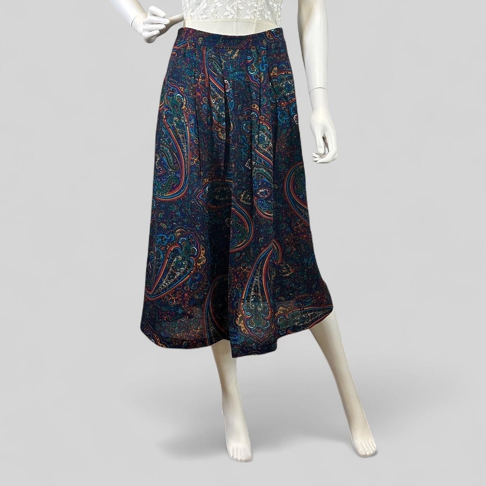 Vintage Made in USA Paisley Midi Skirt Size 10 | Dark Academia Boho 90s